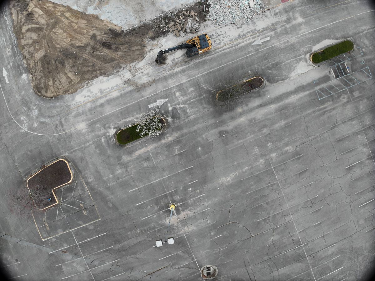 Aerial view of an active construction site